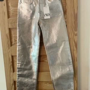 Zara Metallic Silver Jeans